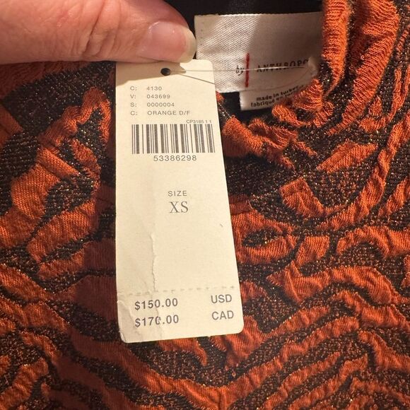 Anthropologie Brigitte Jacquard Orange Tiger Print Mock Neck Shift Dress Size XS - Picture 5 of 8